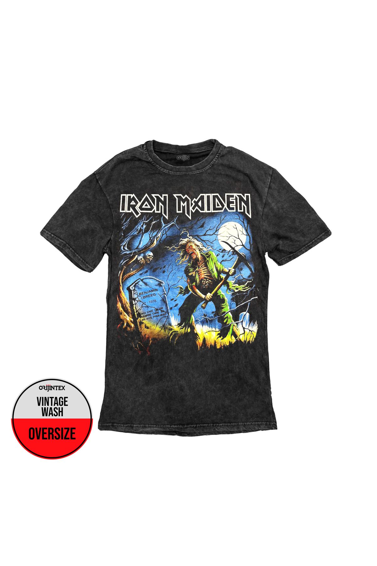 Iron Maiden The Reincarnation of Benjamin Breeg Ön Arka Baskılı Yıkamalı Oversize Vintage Tshirt