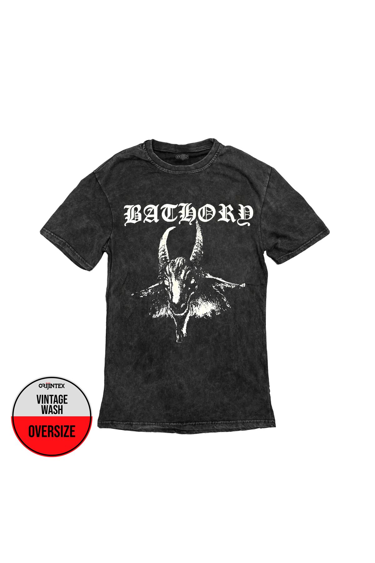 Bathory In Nomine Satanas Ön Arka Baskılı Yıkamalı Oversize Vintage Tshirt