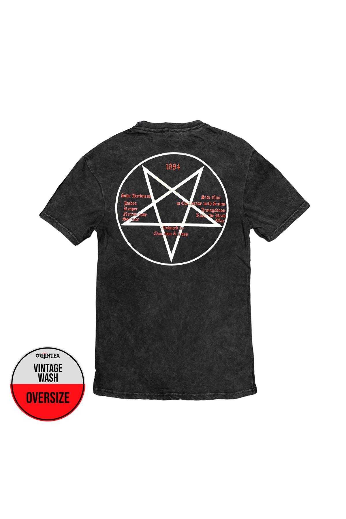 Bathory In Nomine Satanas Ön Arka Baskılı Yıkamalı Oversize Vintage Tshirt