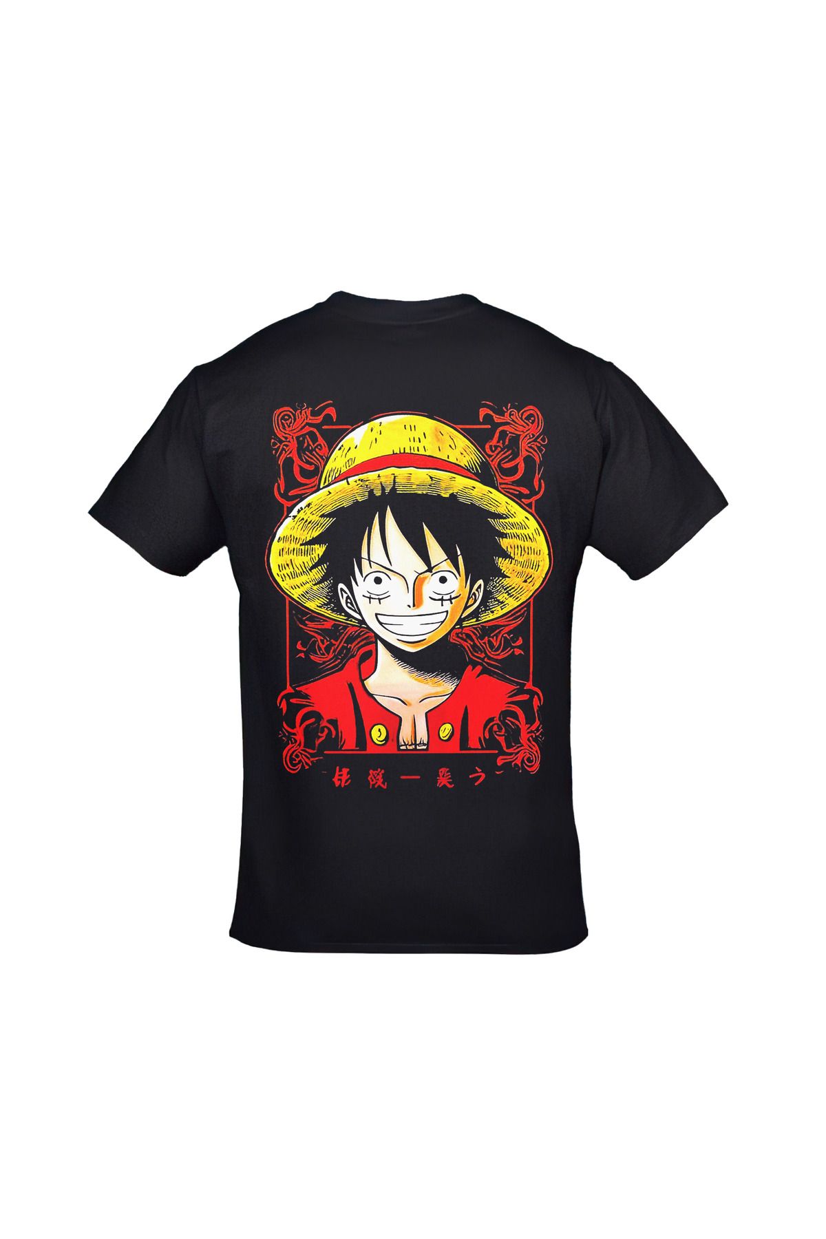One Piece Monkey D. Luffy Ön Arka Baskılı Siyah Tshirt