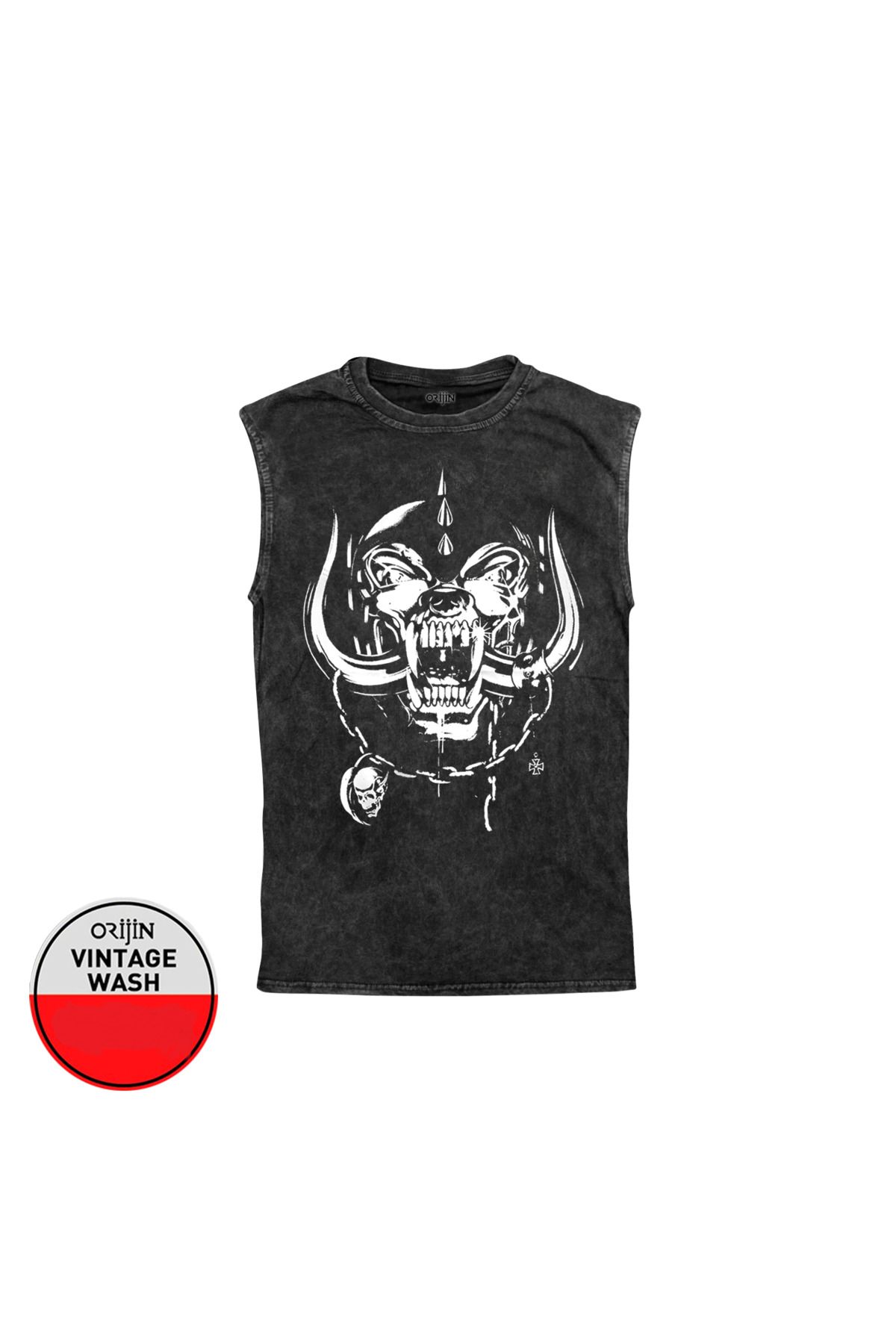Motörhead England Ön Arka Baskılı Yıkamalı Vintage Kolsuz Tshirt Atlet