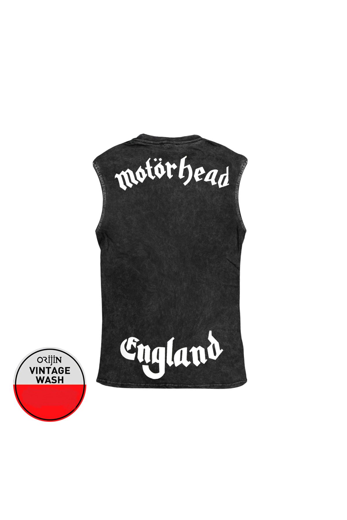 Motörhead England Ön Arka Baskılı Yıkamalı Vintage Kolsuz Tshirt Atlet