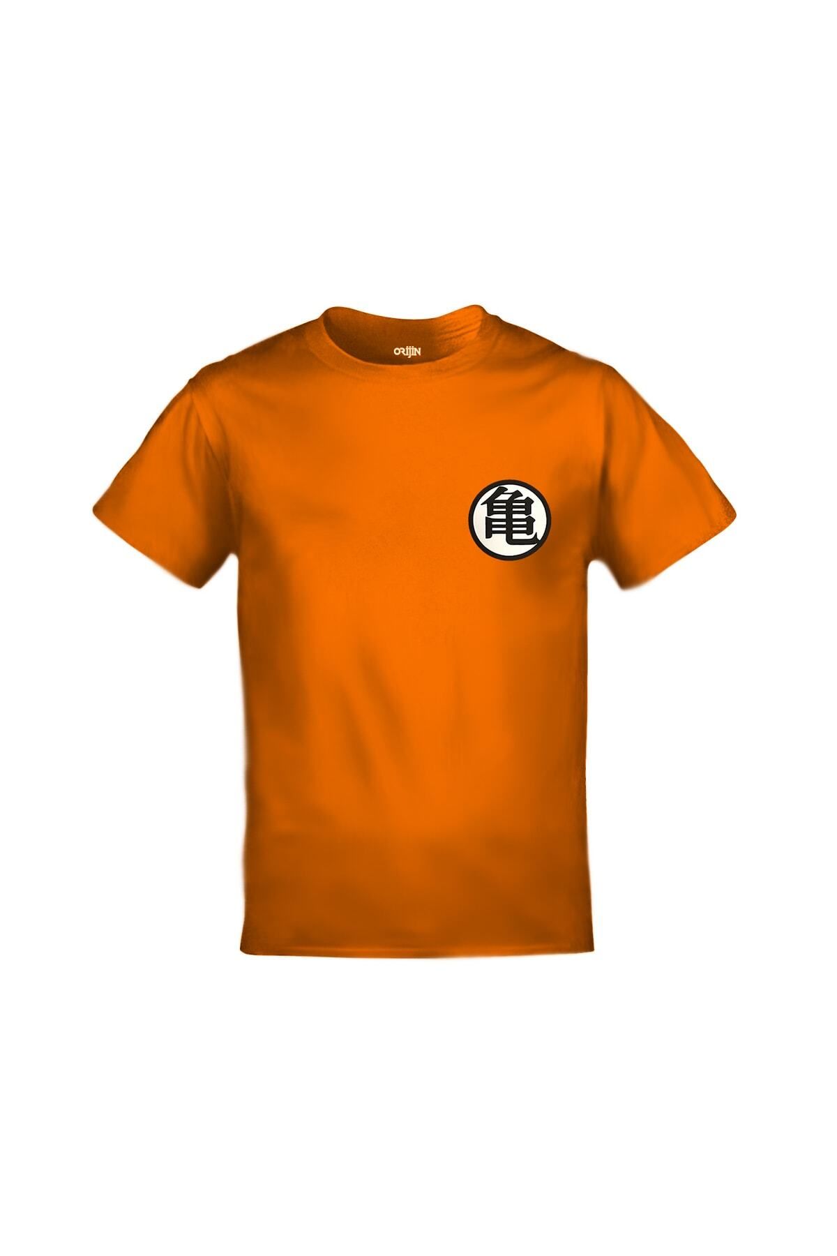 Dragon Ball Goku Logo Ön Arka Baskılı Unisex Turuncu Tshirt