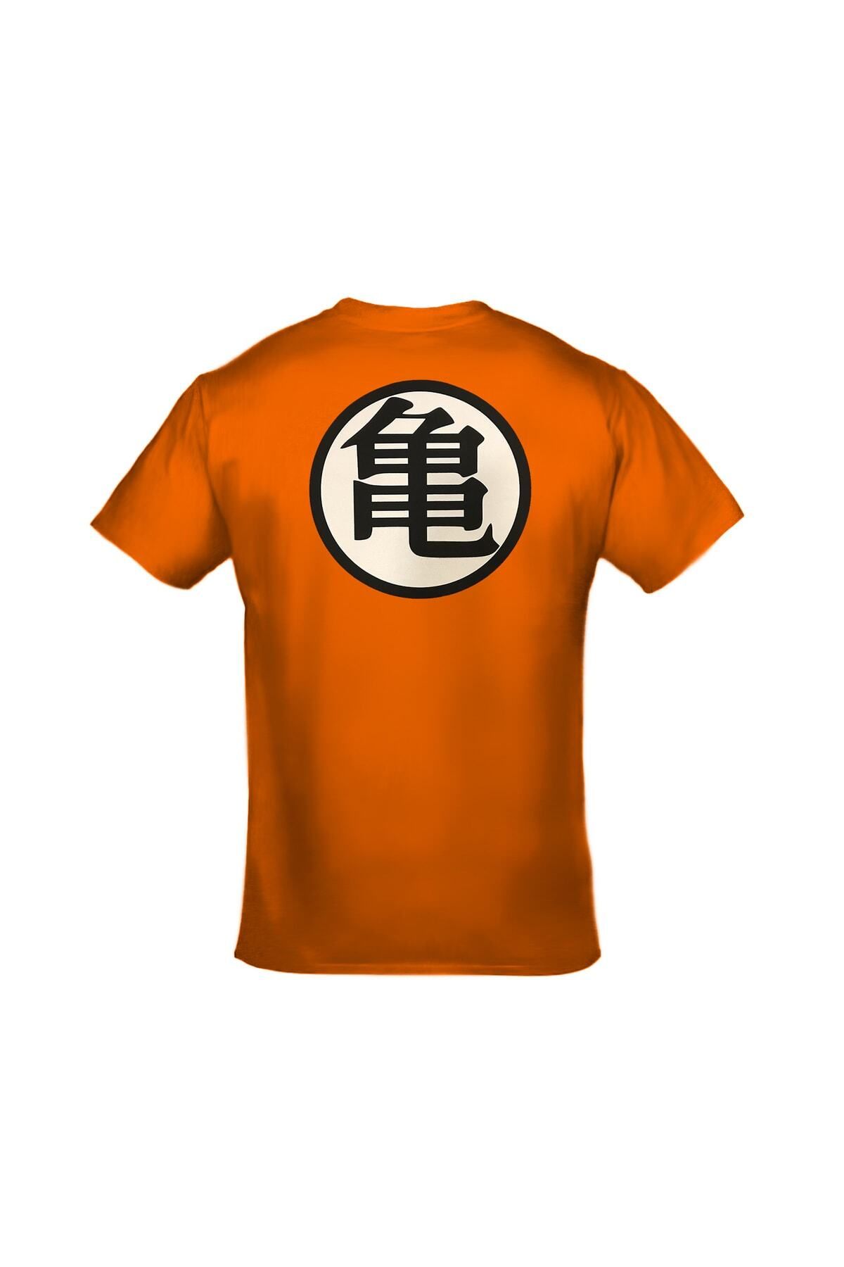 Dragon Ball Goku Logo Ön Arka Baskılı Unisex Turuncu Tshirt