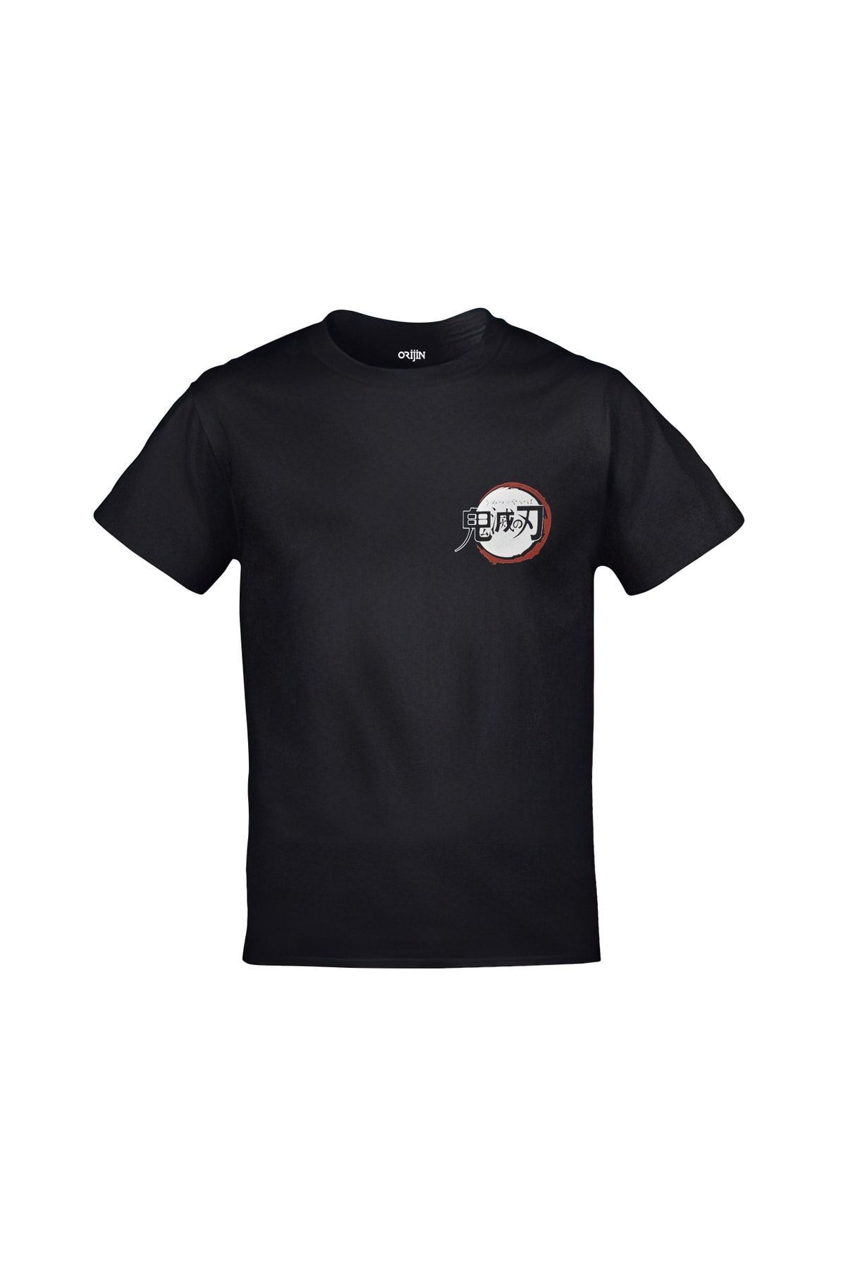 Demon Slayer Tanjiro Kamado Dolunay Anime Ön Arka Baskılı Unisex Siyah Tshirt