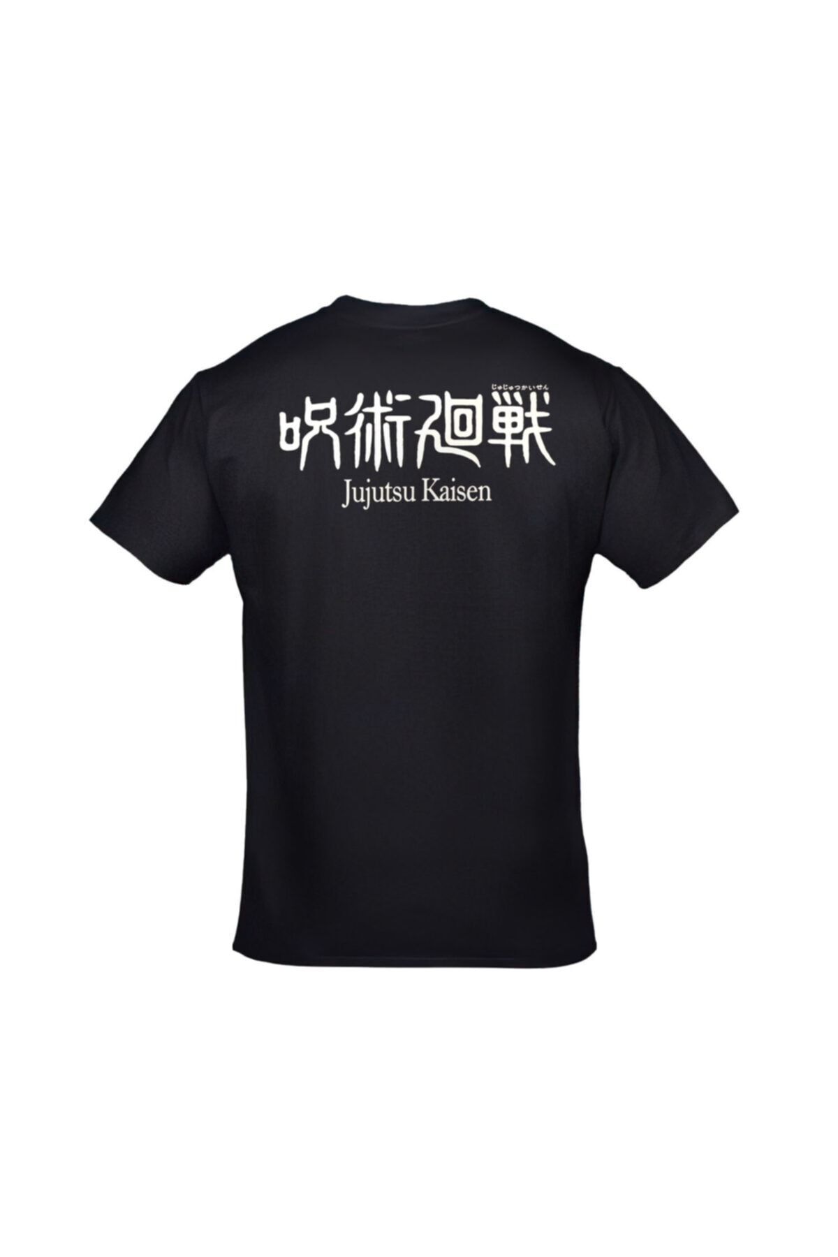 Jujutsu Kaisen Karakterler Ön Arka Baskılı Unisex Siyah Tshirt