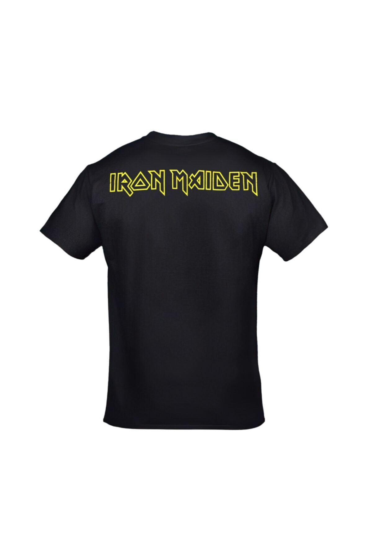Unisex Siyah Iron Maiden Live After Death Ön Arka Baskılı Tshirt