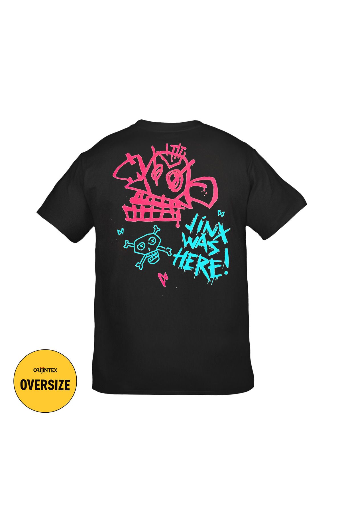 League of Legends Arcane Jinx Ön Arka Baskılı Unisex Oversize Siyah Tshirt
