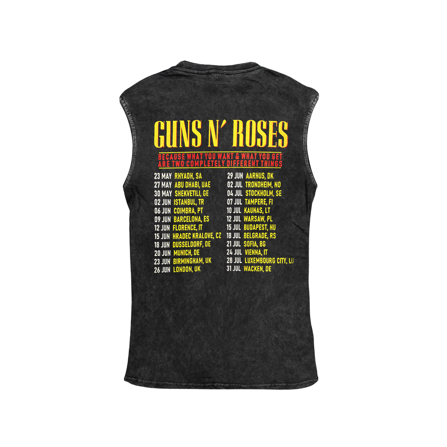 Guns N Roses Concert Tour 2025 Special Ön Arka Baskılı Yıkamalı Vintage Atlet Kolsuz Tshirt