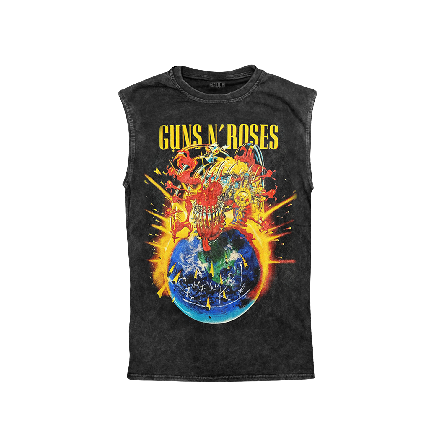 Guns N Roses Concert Tour 2025 Special Ön Arka Baskılı Yıkamalı Vintage Atlet Kolsuz Tshirt