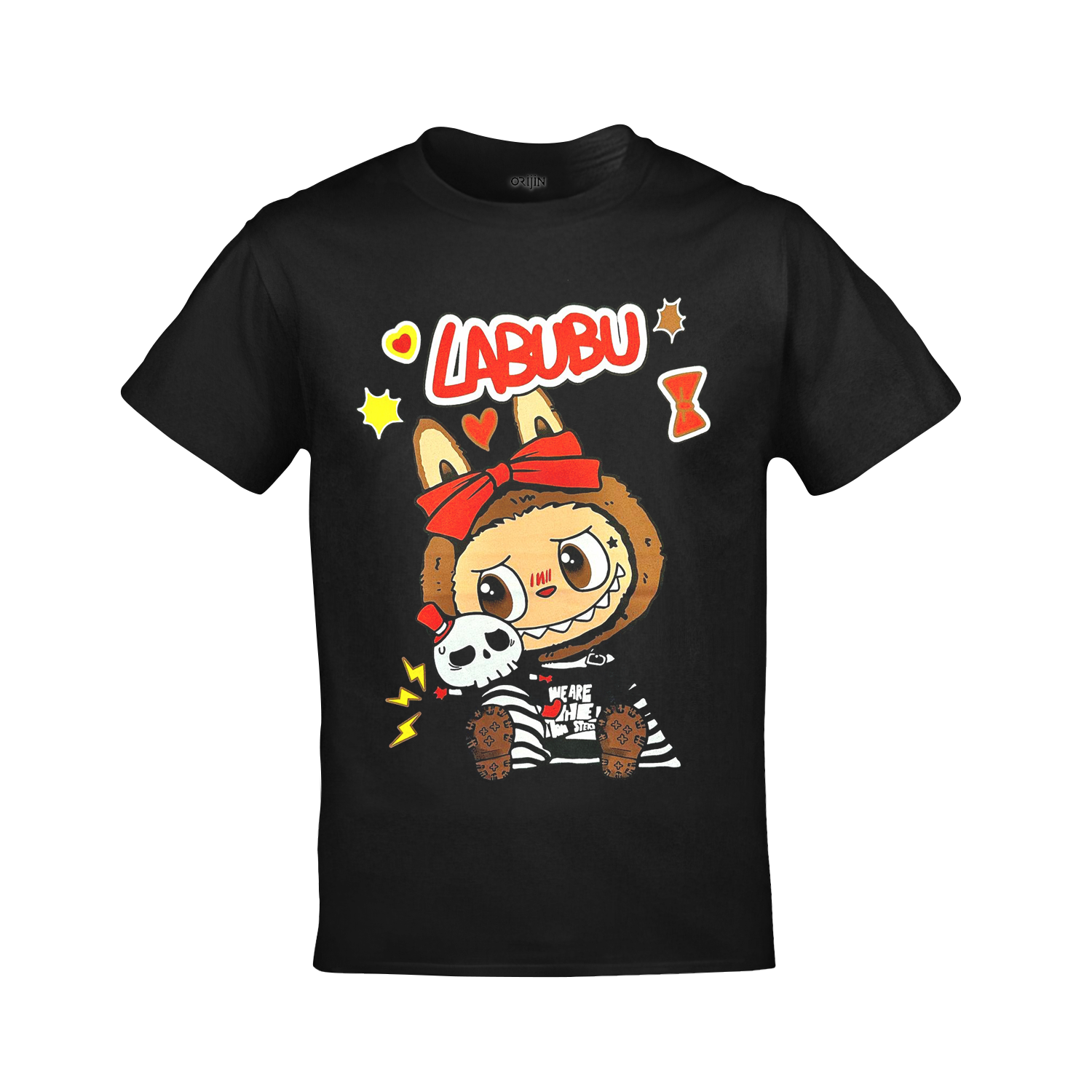 Labubu Baskılı Unisex Siyah Tshirt
