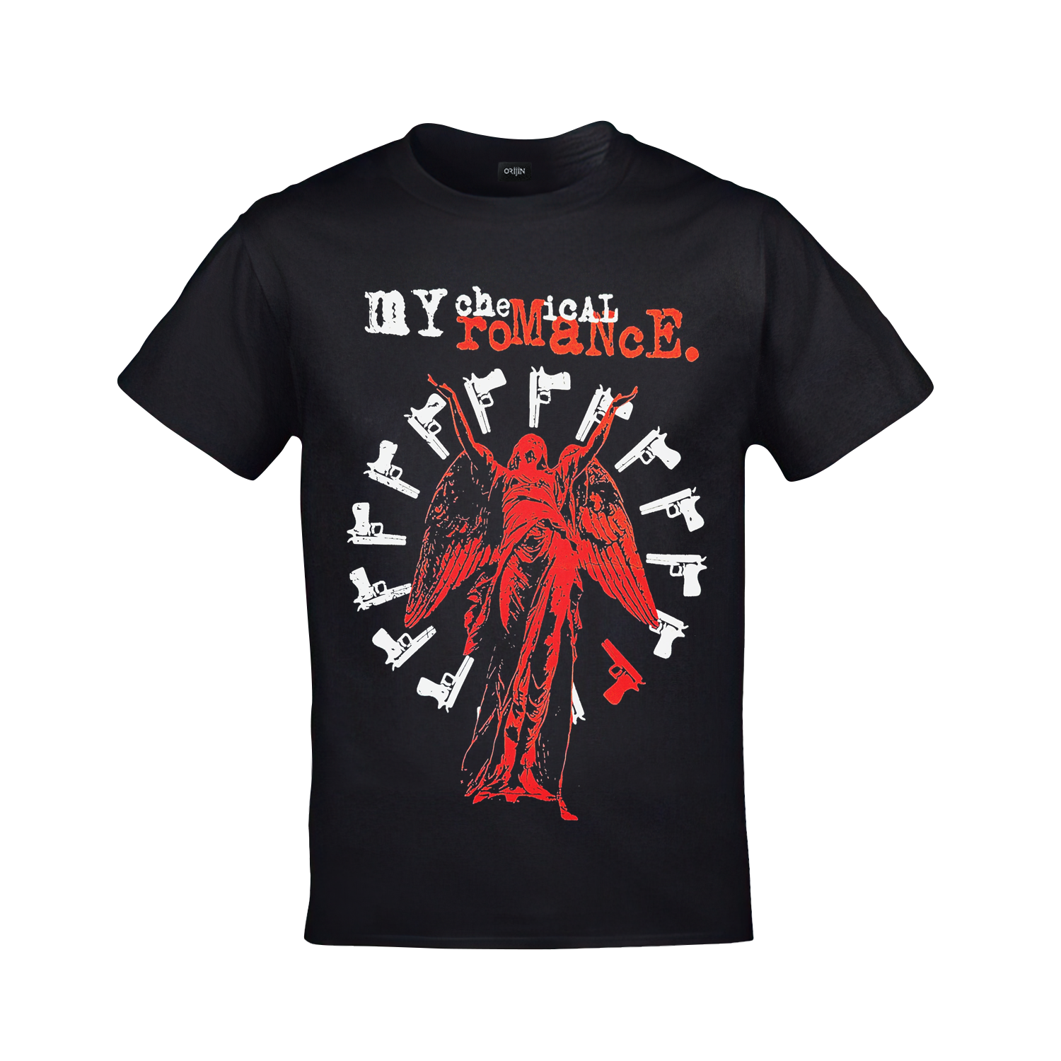 My Chemical Romance Guns and Angel Ön Arka Baskılı Unisex Siyah Tshirt