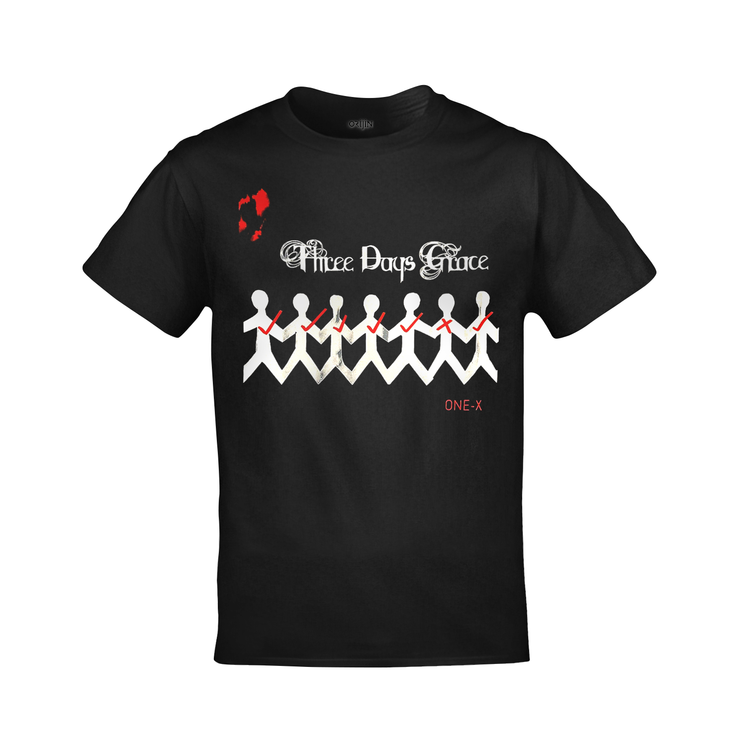 Three Days Grace One X Ön Arka Baskılı Unisex Siyah Tshirt