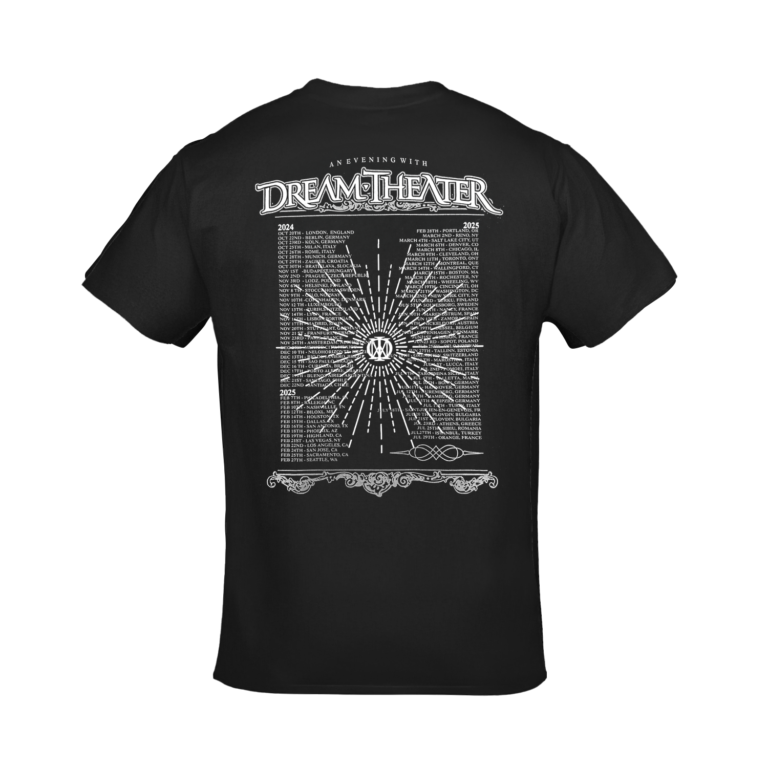 Dream Theater 40th Anniversary Concert Tour 2025 Unisex Siyah Tshirt
