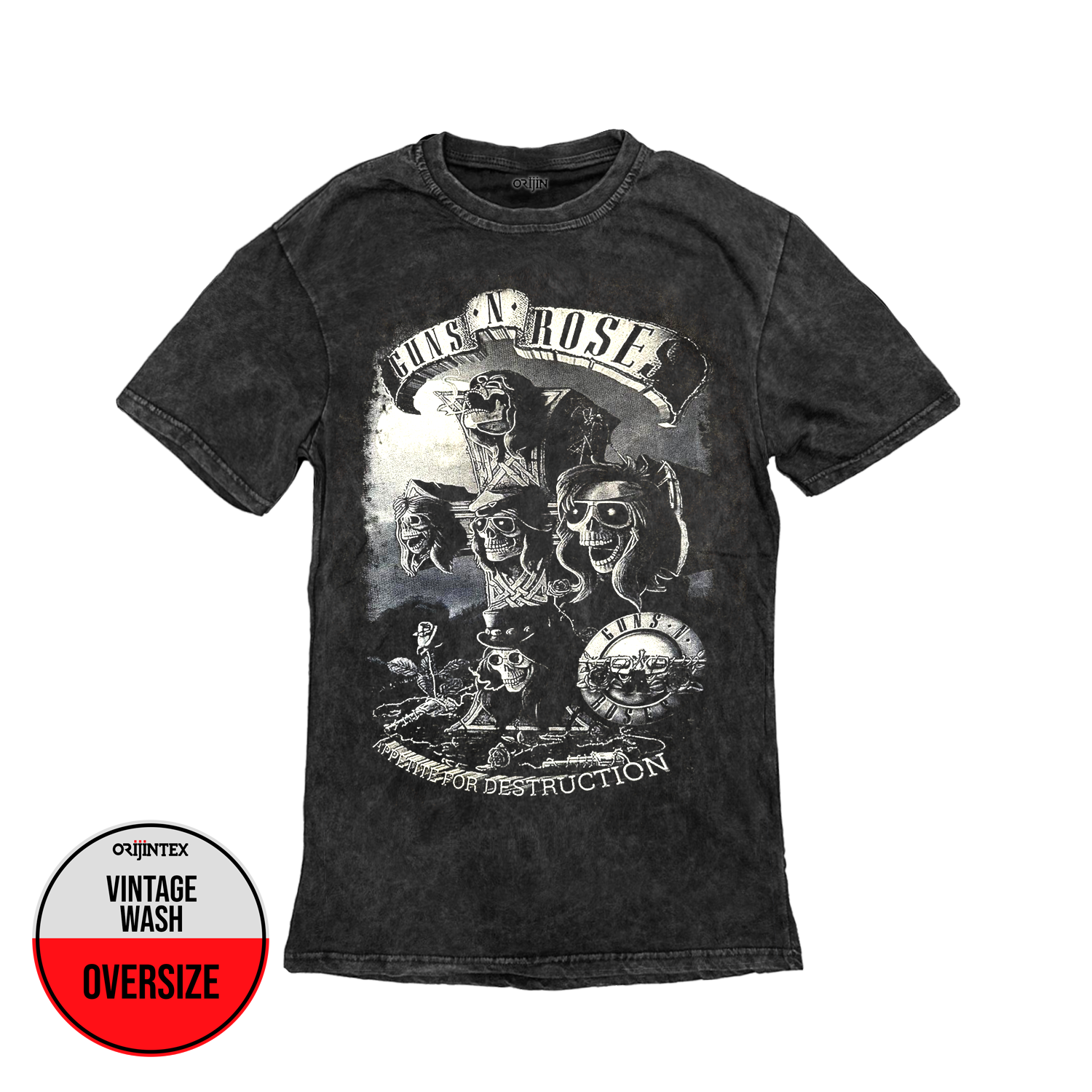 Guns N Roses Appetite for Destruction Baskılı Yıkamalı Oversize Vintage Tshirt