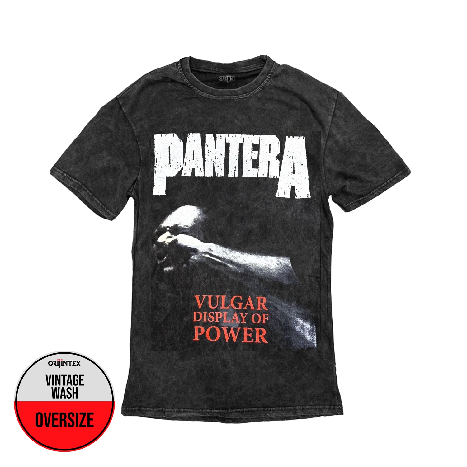 Pantera Vulgar Display of Power Ön Arka Baskılı Yıkamalı Oversize Vintage Tshirt