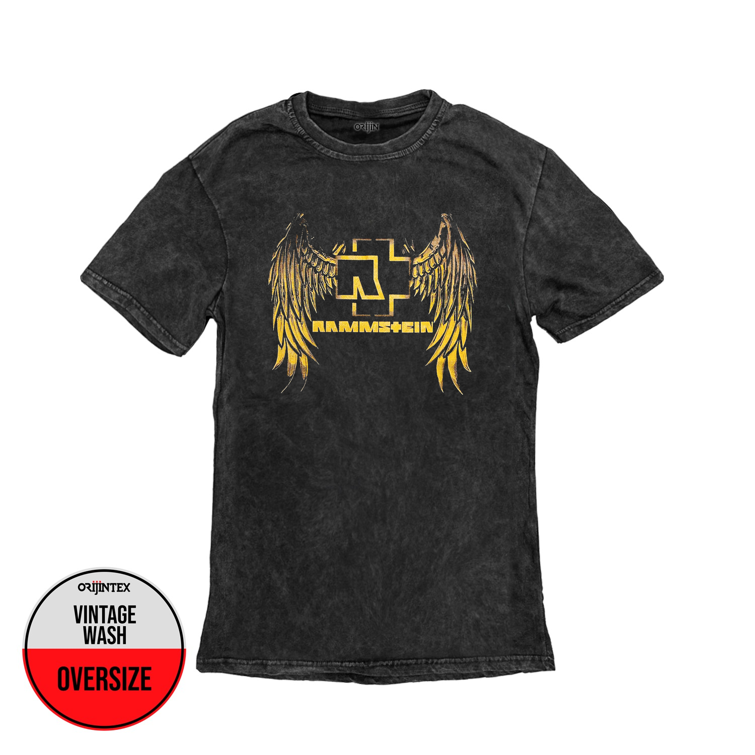 Rammstein Wings Ön Arka Baskılı Yıkamalı Oversize Vintage Tshirt