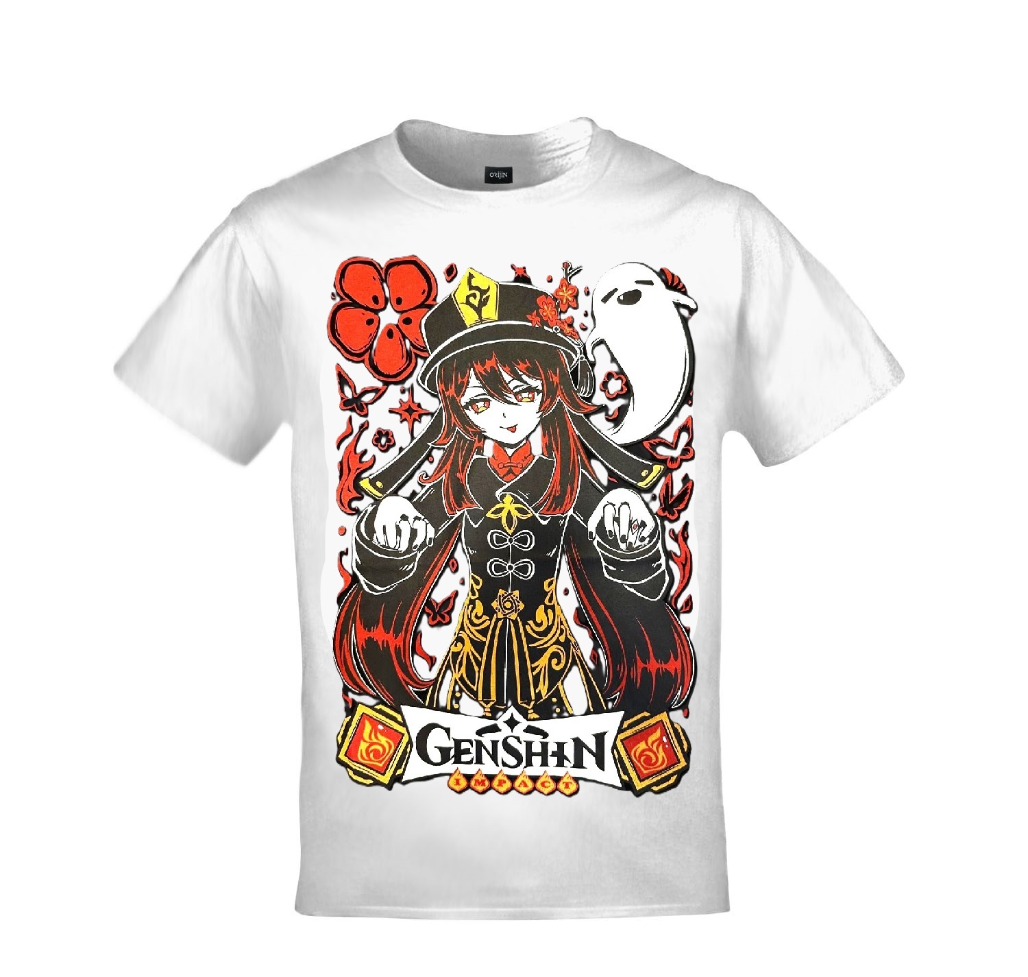 Genshin Impact Hu Tao Baskılı Unisex Siyah Tshirt