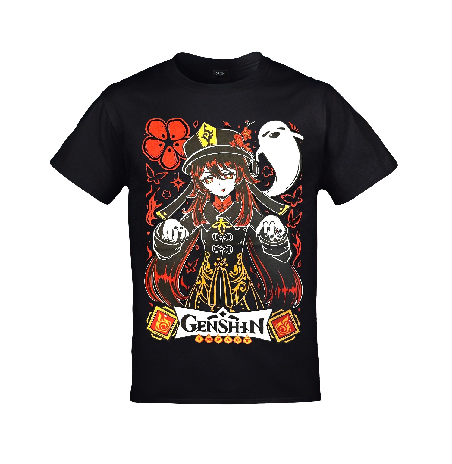 Genshin Impact Hu Tao Baskılı Unisex Siyah Tshirt