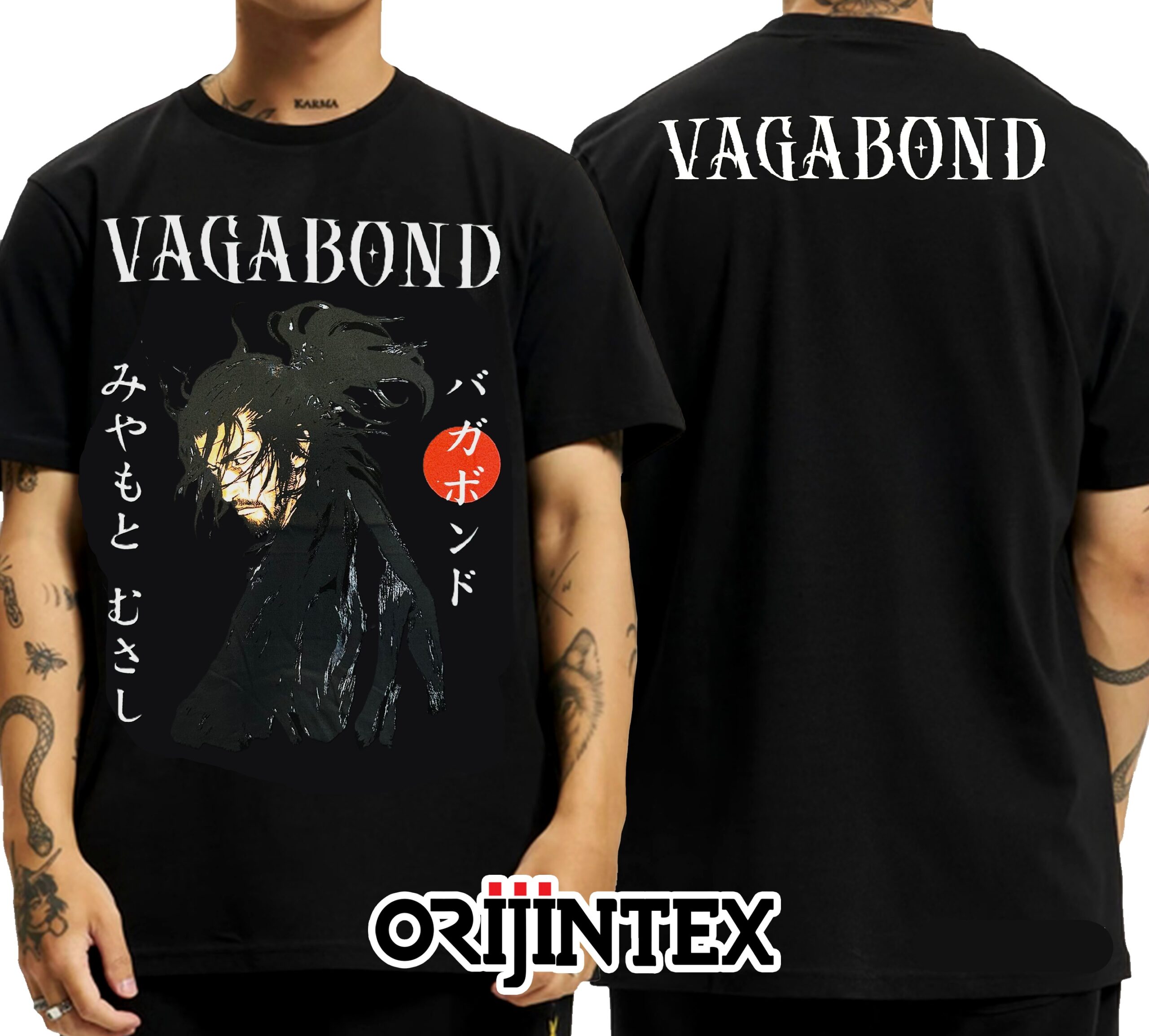 Vagabond Miyamoto Musashi Ön Arka Baskılı Unisex Tshirt