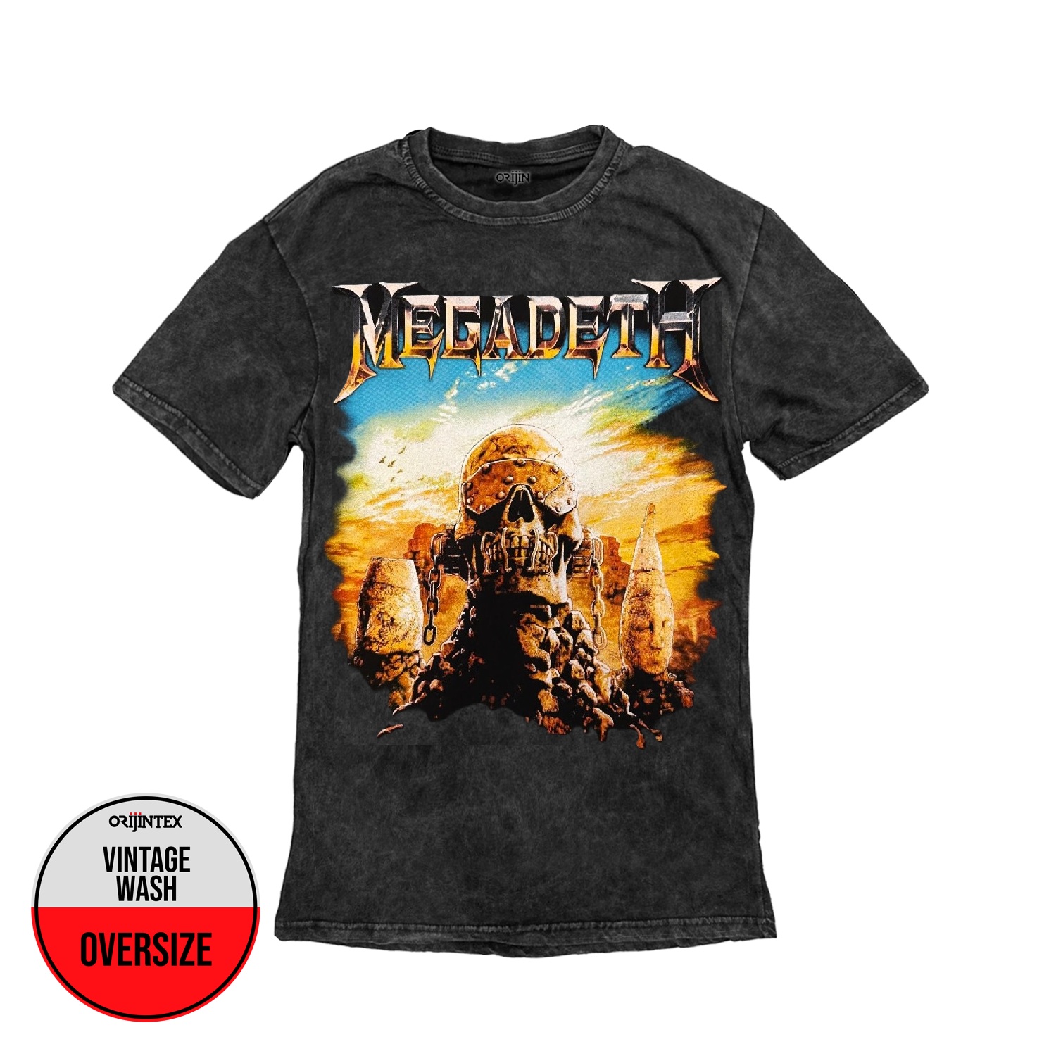 Megadeth Concert World Tour 2025 Ön Arka Baskılı Yıkamalı Oversize Vintage Tshirt