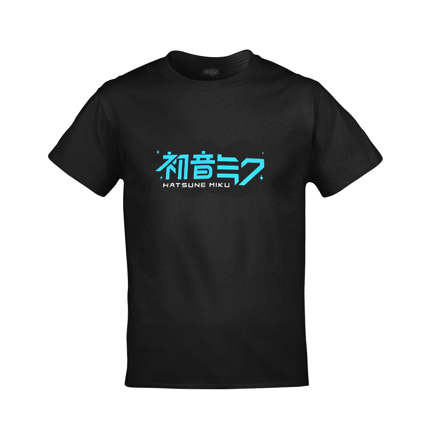 Hatsune Miku Ön Arka Baskılı Unisex Siyah Tshirt
