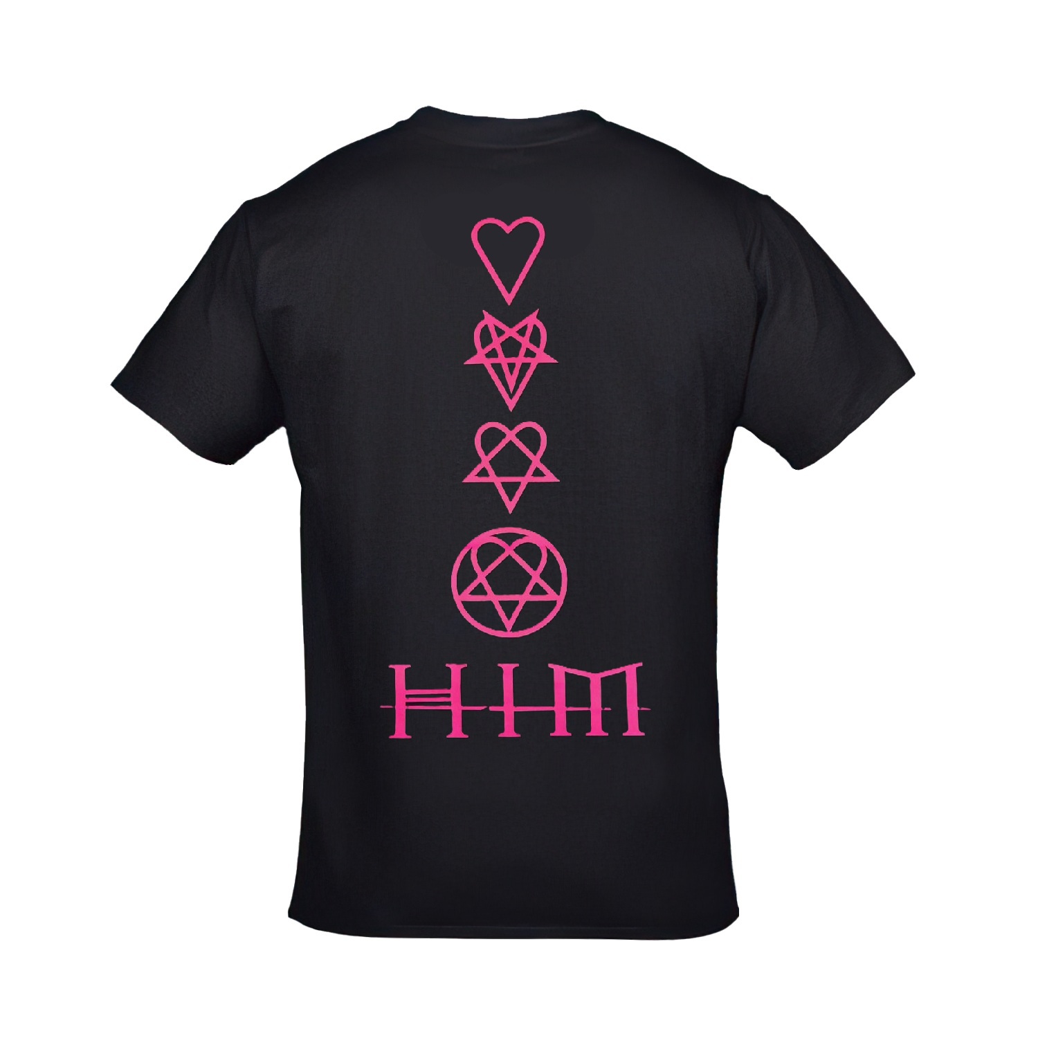 HIM Heartagram Ön Arka Baskılı Unisex Siyah Tshirt