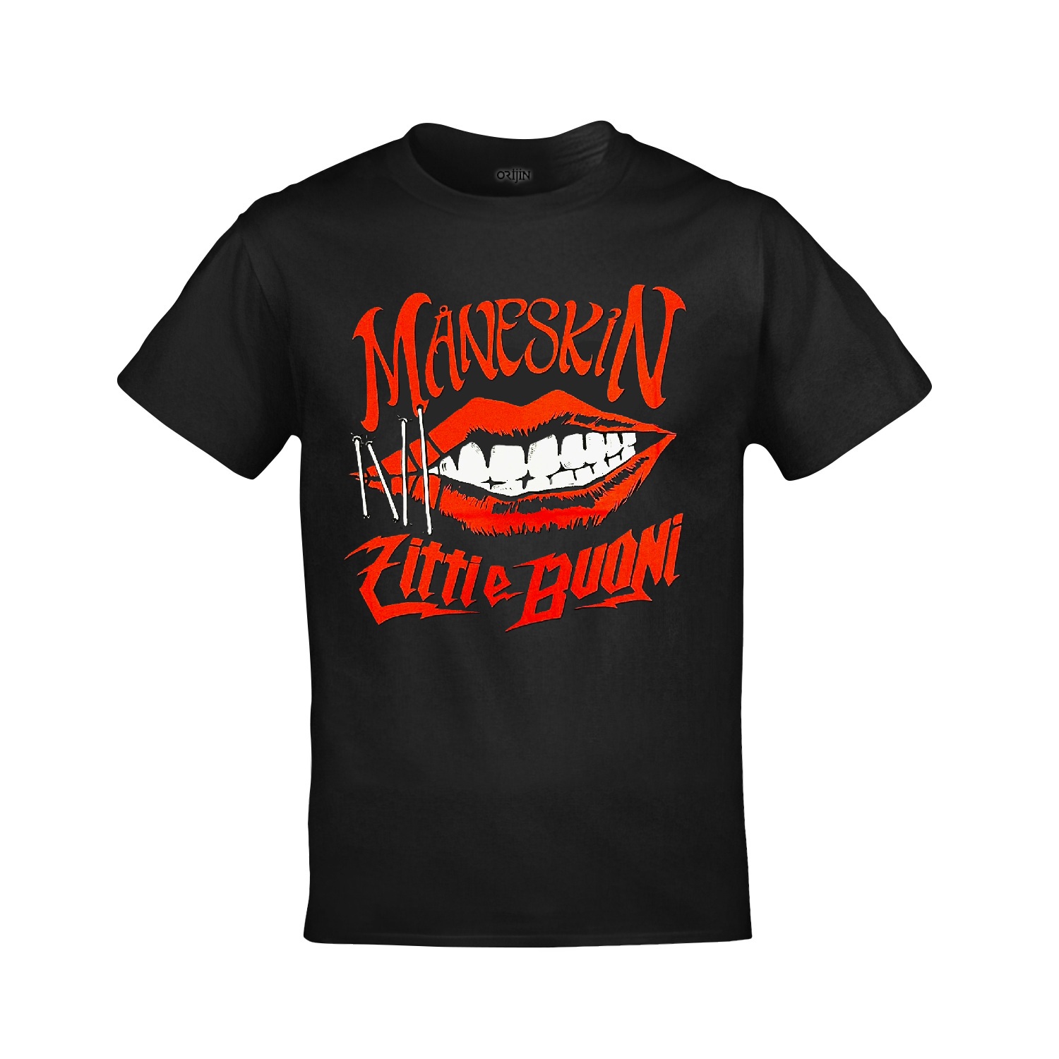 Maneskin Zitti E Buoni Ön Arka Baskılı Unisex Siyah Tshirt