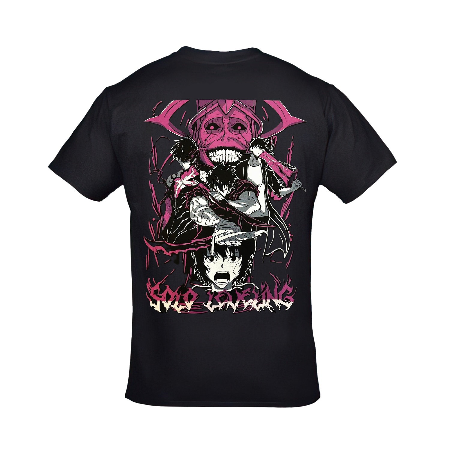 Solo Leveling Ön Arka Baskılı Unisex Siyah Tshirt