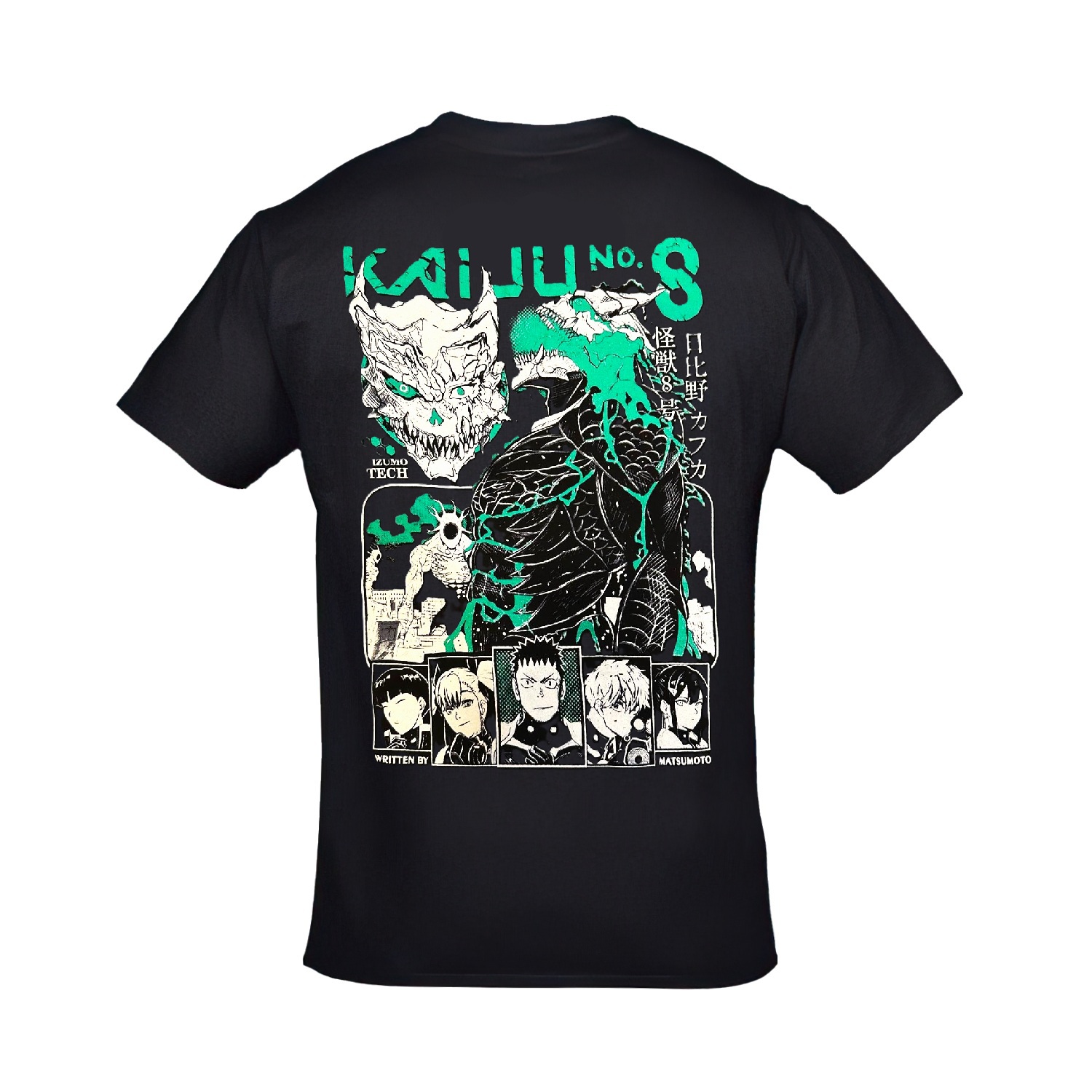 Kaiju No. 8 Kafka Hibino Ön Arka Baskılı Unisex Siyah Tshirt