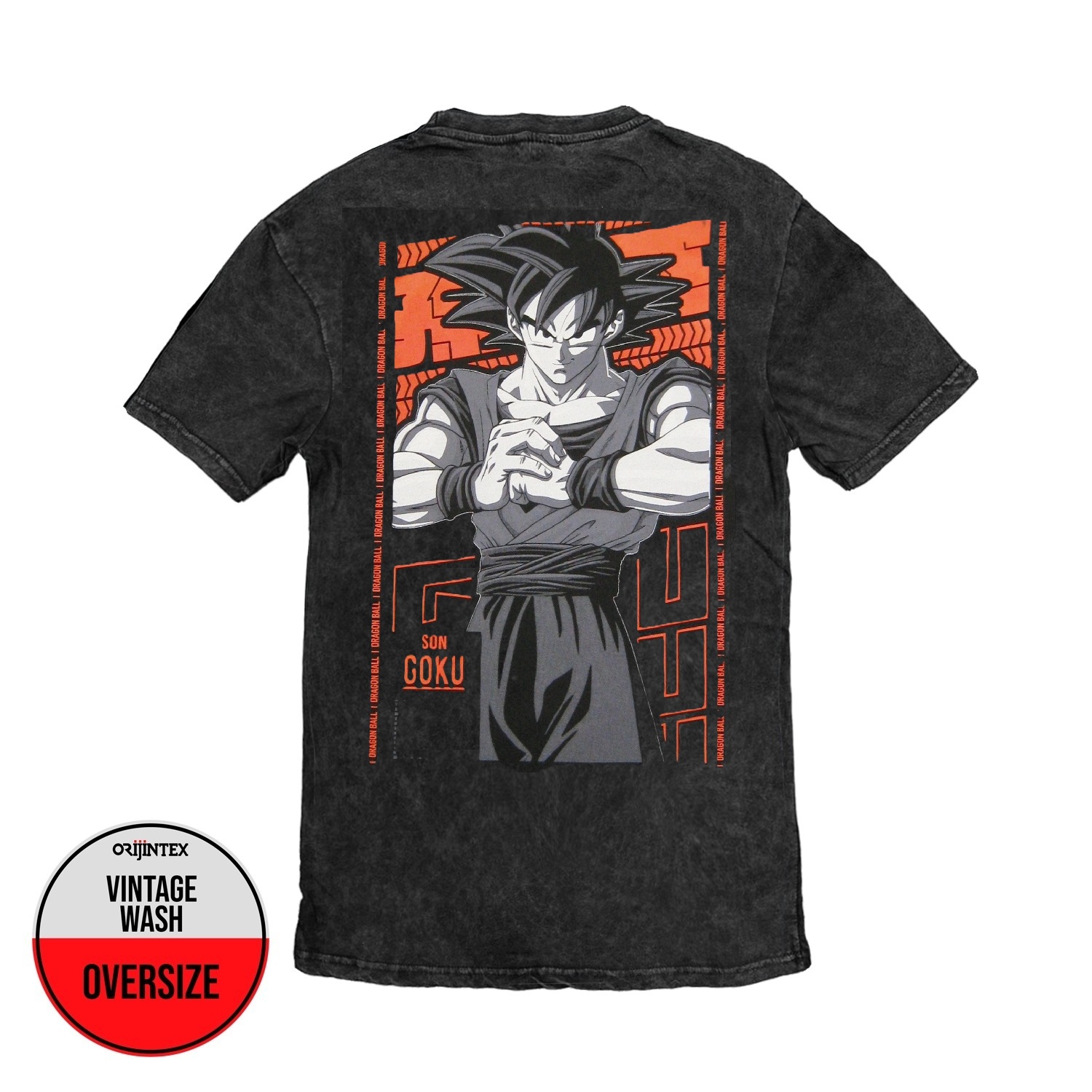Dragon Ball Son Goku Ön Arka Baskılı Yıkamalı Oversize Vintage Tshirt