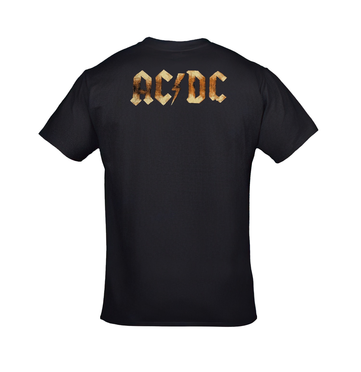 AC DC Gitar Ön Arka Baskılı Unisex Siyah Tshirt