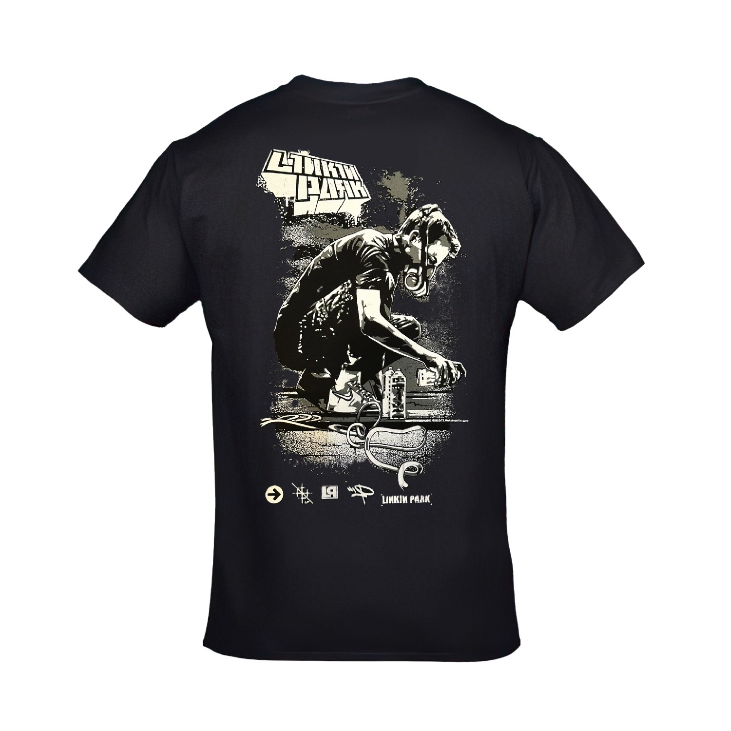 Linkin Park Hybrid Theory and Meteora Ön Arka Baskılı Unisex Siyah Tshirt