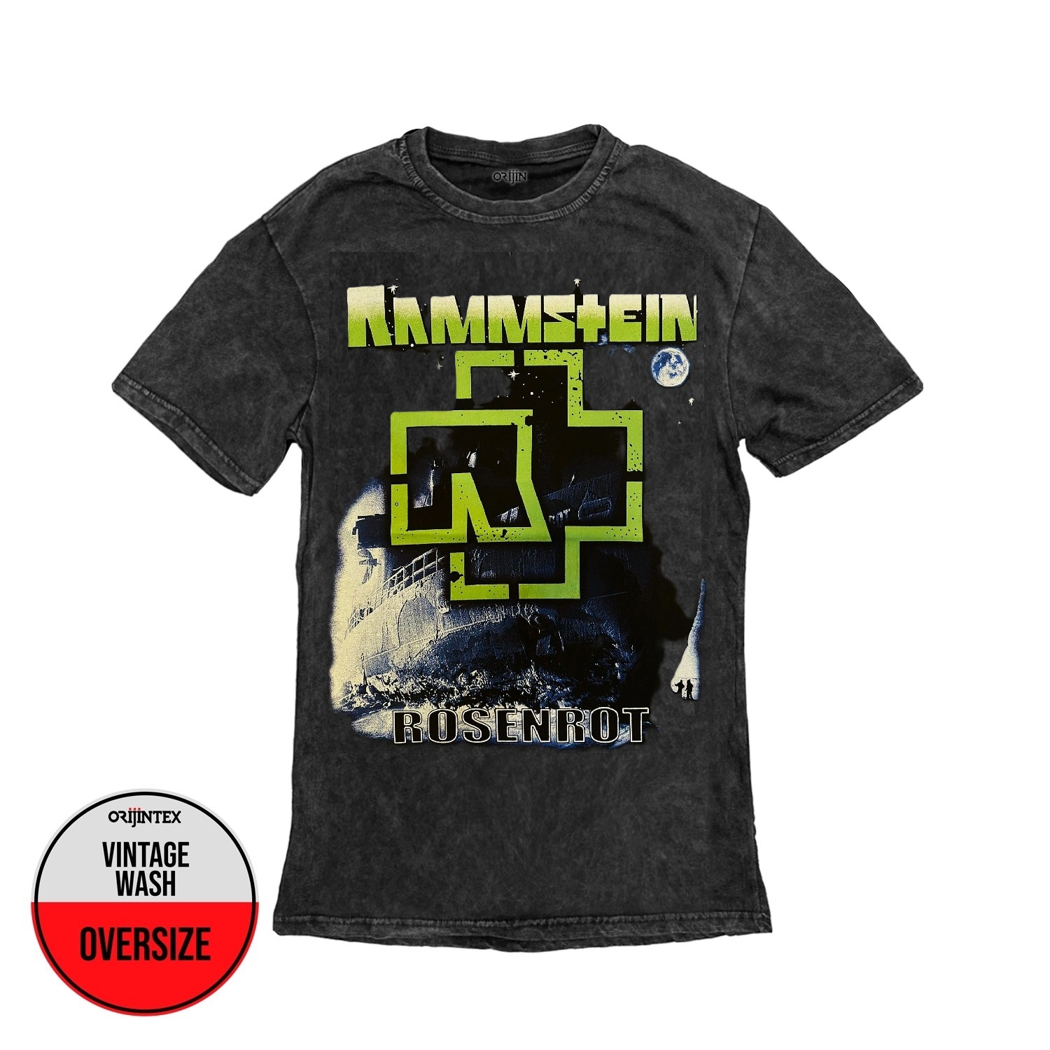 Rammstein Rosenrot Ön Arka Baskılı Unisex Yıkamalı Oversize Vintage Tshirt