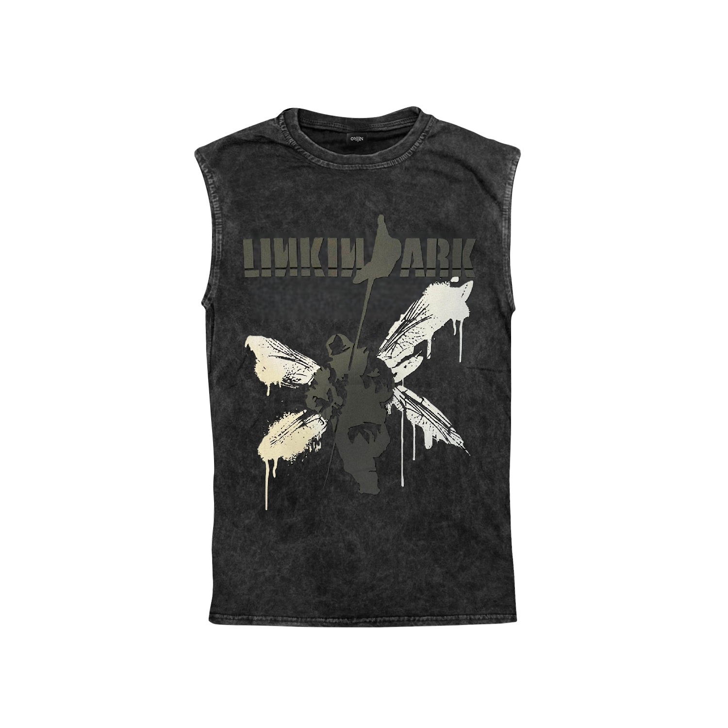 Linkin Park Hybrid Theory and Meteora Ön Arka Baskılı Yıkamalı Oversize Vintage Kolsuz Tshirt Atlet