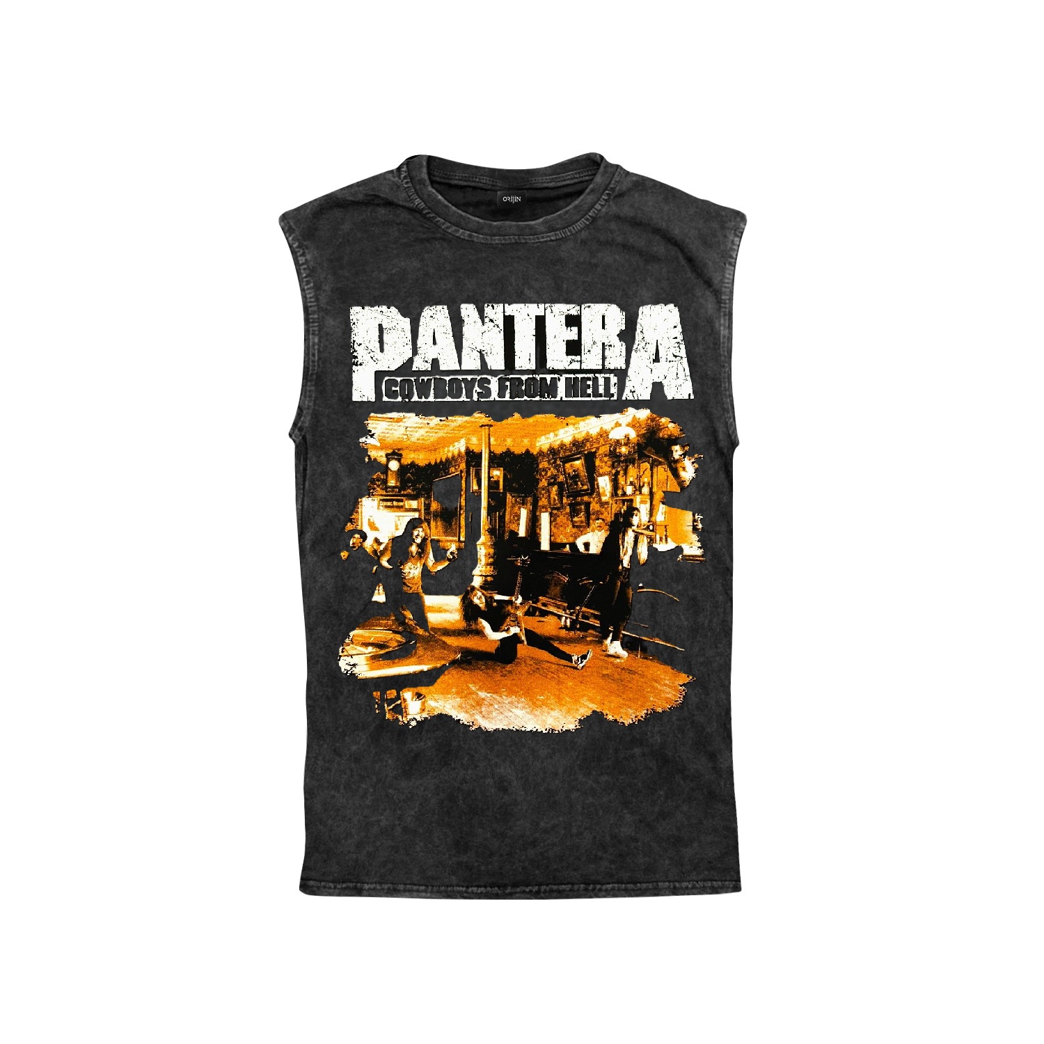 Pantera Cowboys From Hell Ön Arka Baskılı Yıkamalı Oversize Vintage Kolsuz Tshirt Atlet
