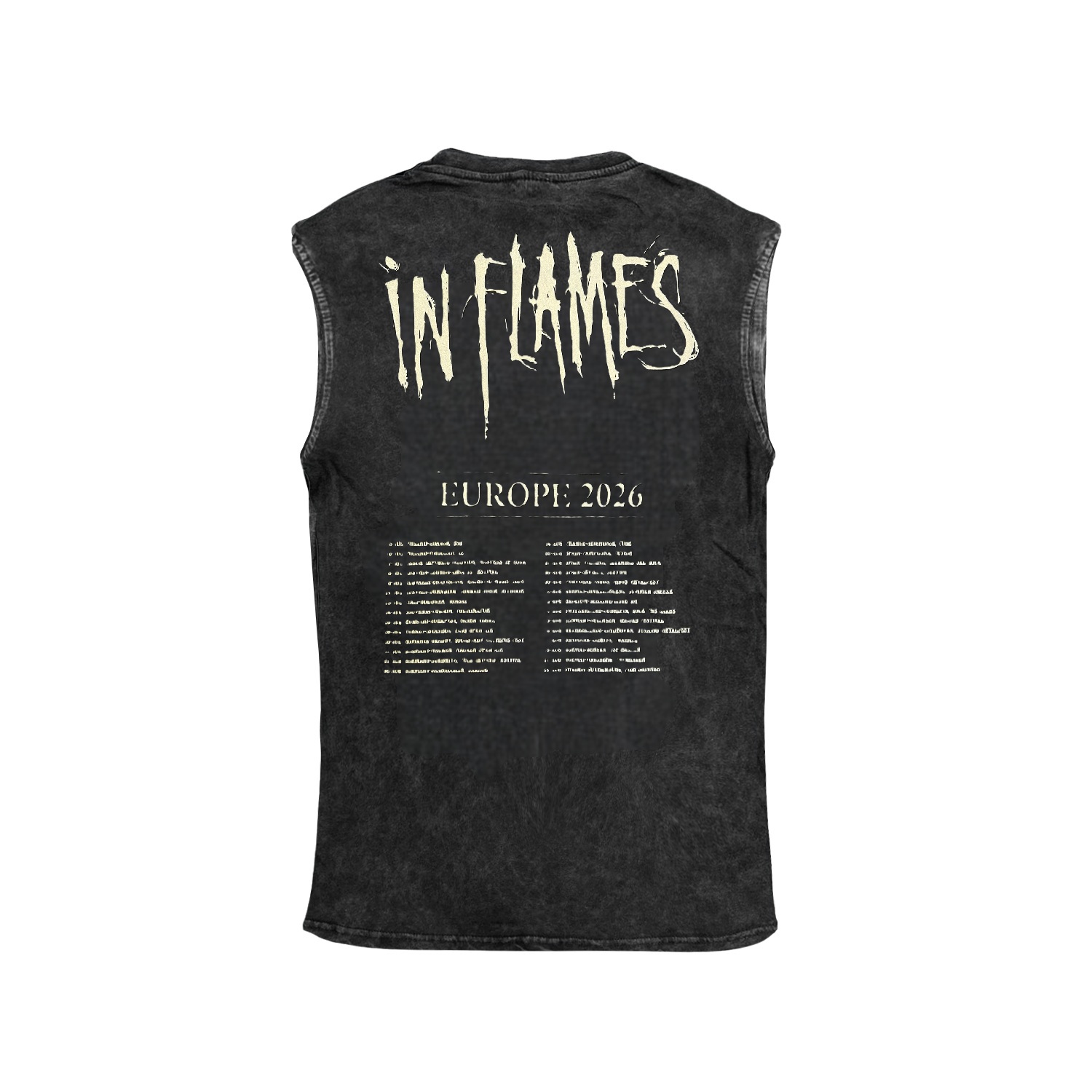 In Flames Concert Tour Europe 2026 Ön Arka Baskılı Yıkamalı Oversize Vintage Kolsuz Tshirt Atlet