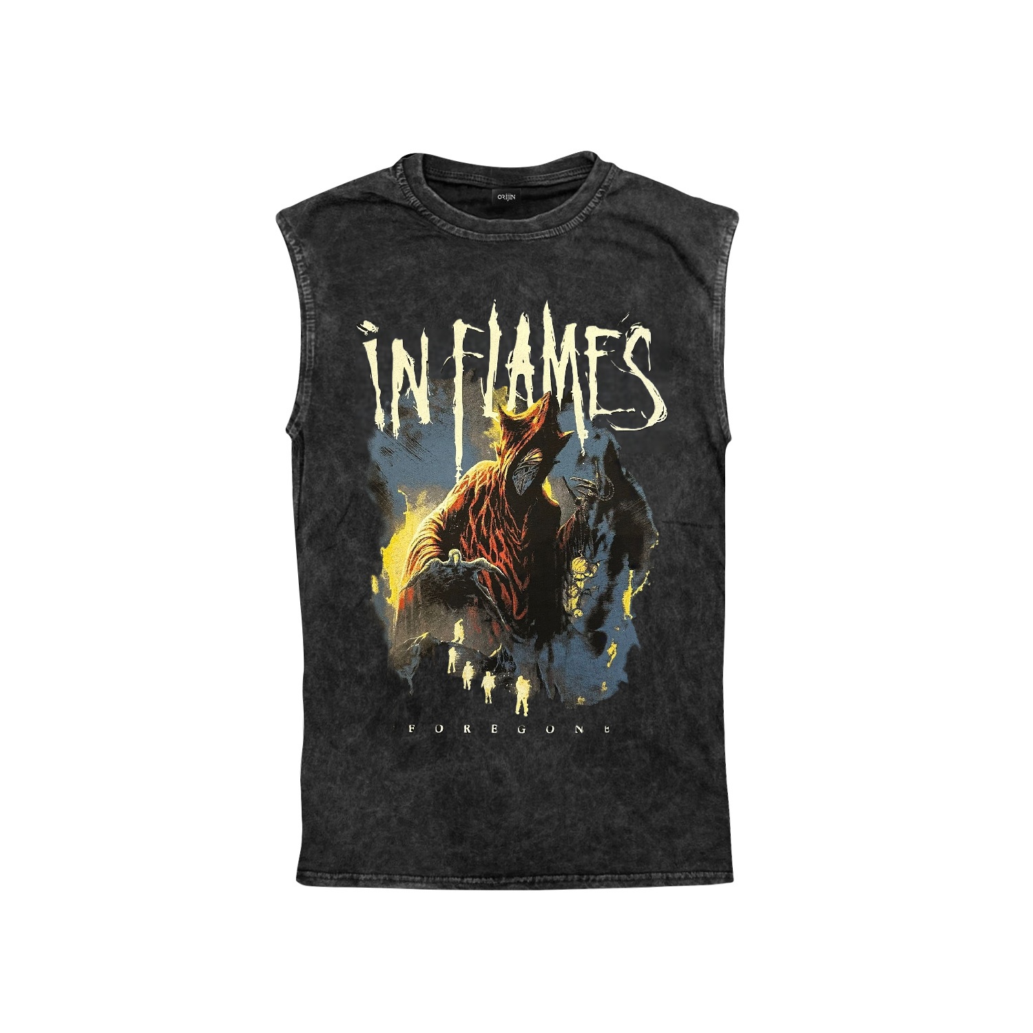 In Flames Concert Tour Europe 2026 Ön Arka Baskılı Yıkamalı Oversize Vintage Kolsuz Tshirt Atlet