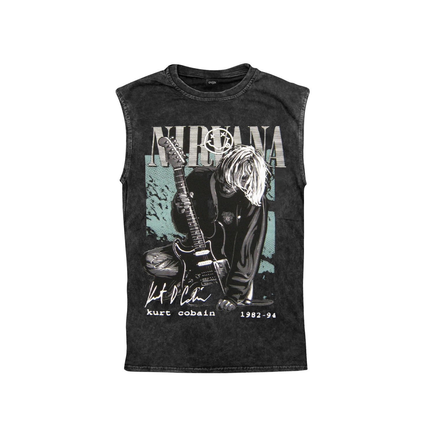 Nirvana Kurt Cobain Baskılı Yıkamalı Oversize Vintage Kolsuz Tshirt Atlet