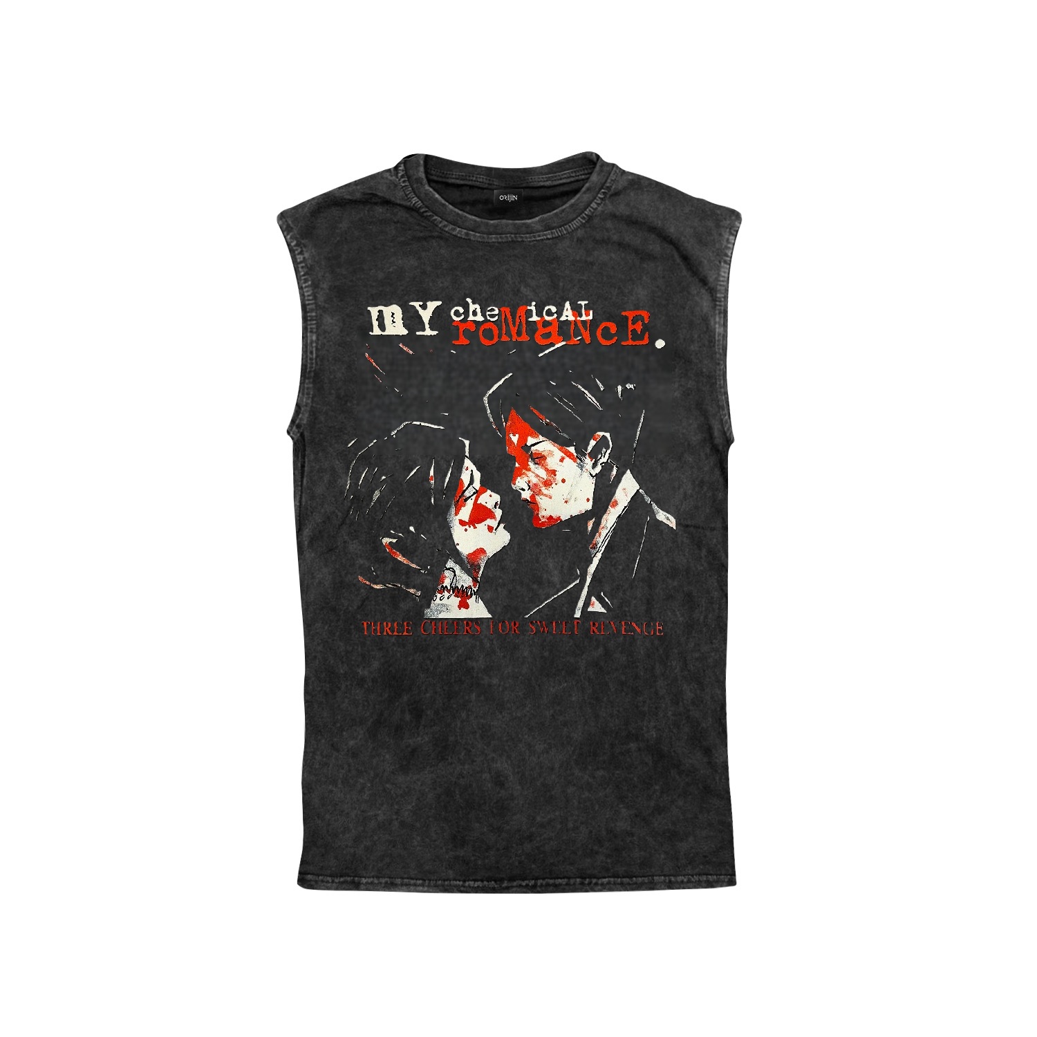 My Chemical Romance Three Cheers for Sweet Revenge Ön Arka Baskılı Yıkamalı Oversize Atlet Kolsuz Tshirt