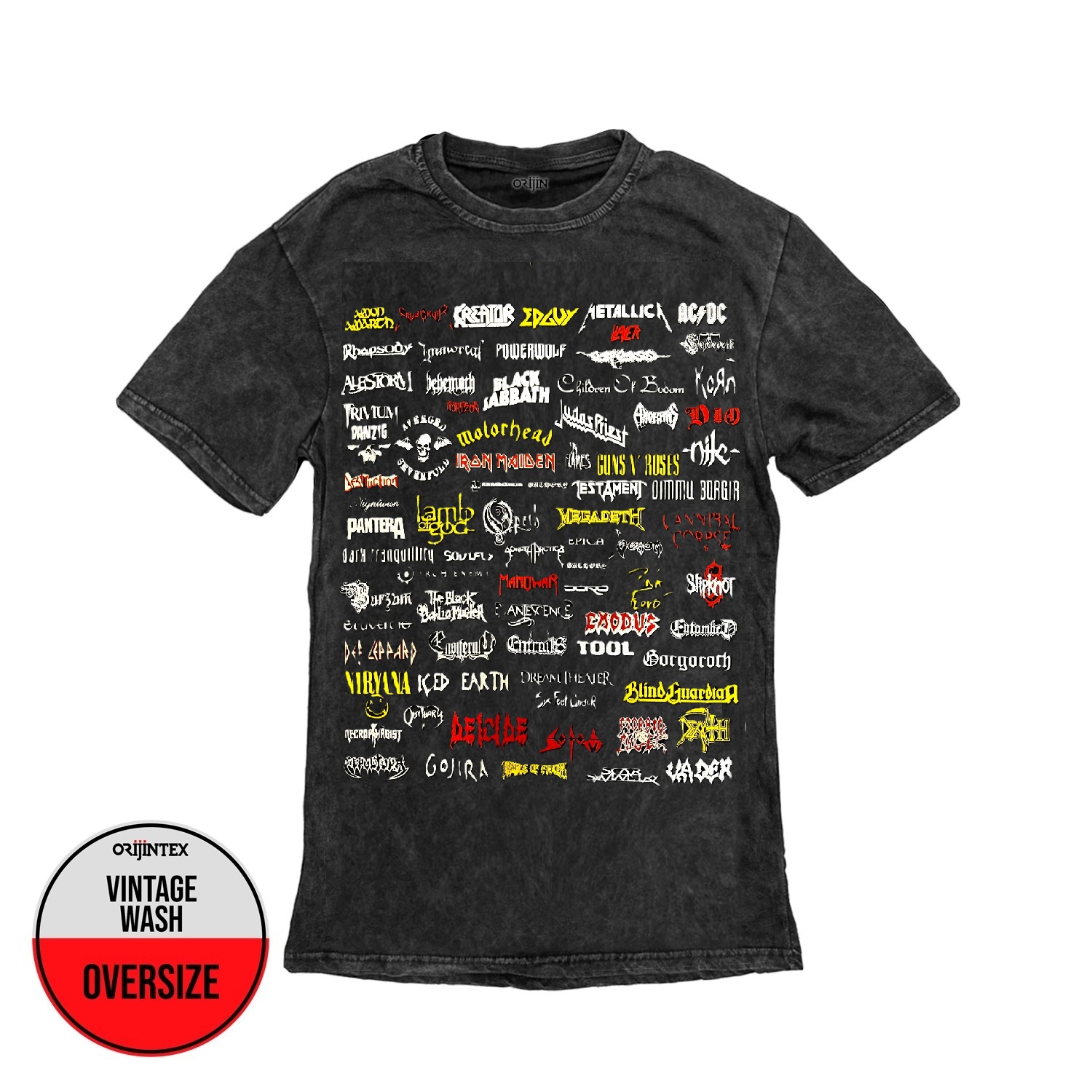 Rock Metal Müzik Grupları Multiple Bands Baskılı Yıkamalı Oversize Vintage Tshirt
