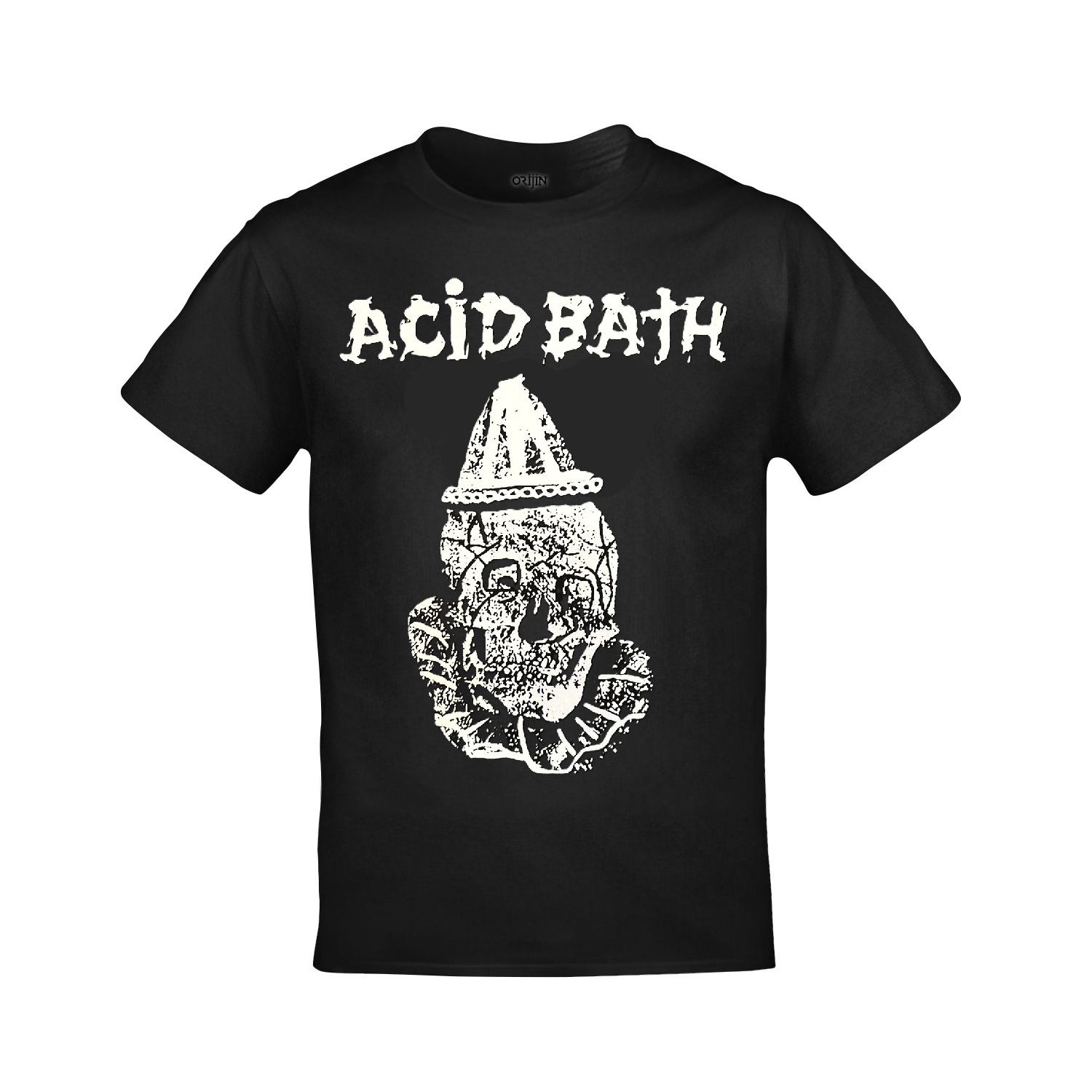 Acid Bath Clown Skull Ön Arka Baskılı Unisex Siyah Tshirt