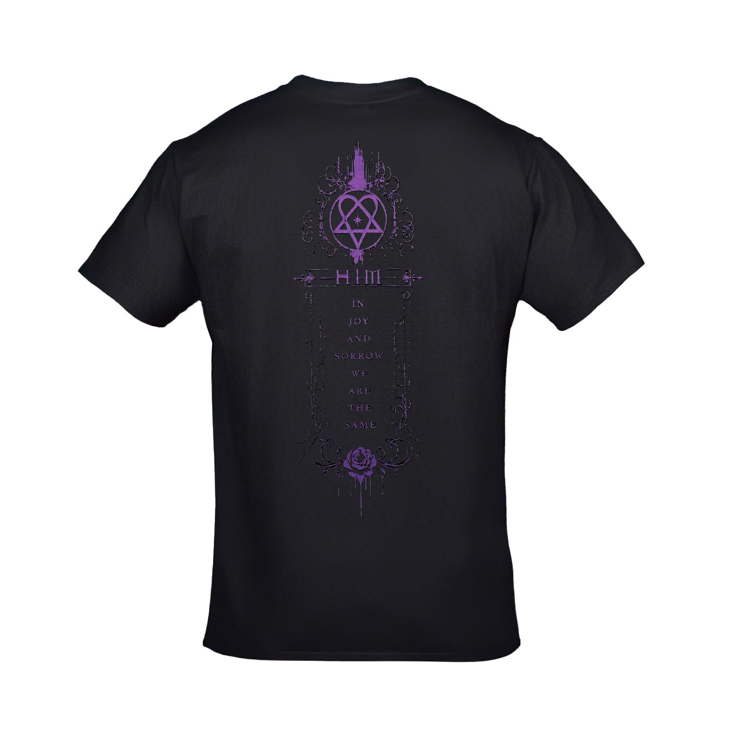 HIM Love Metal Ville Valo Ön Arka Baskılı Unisex Siyah Tshirt