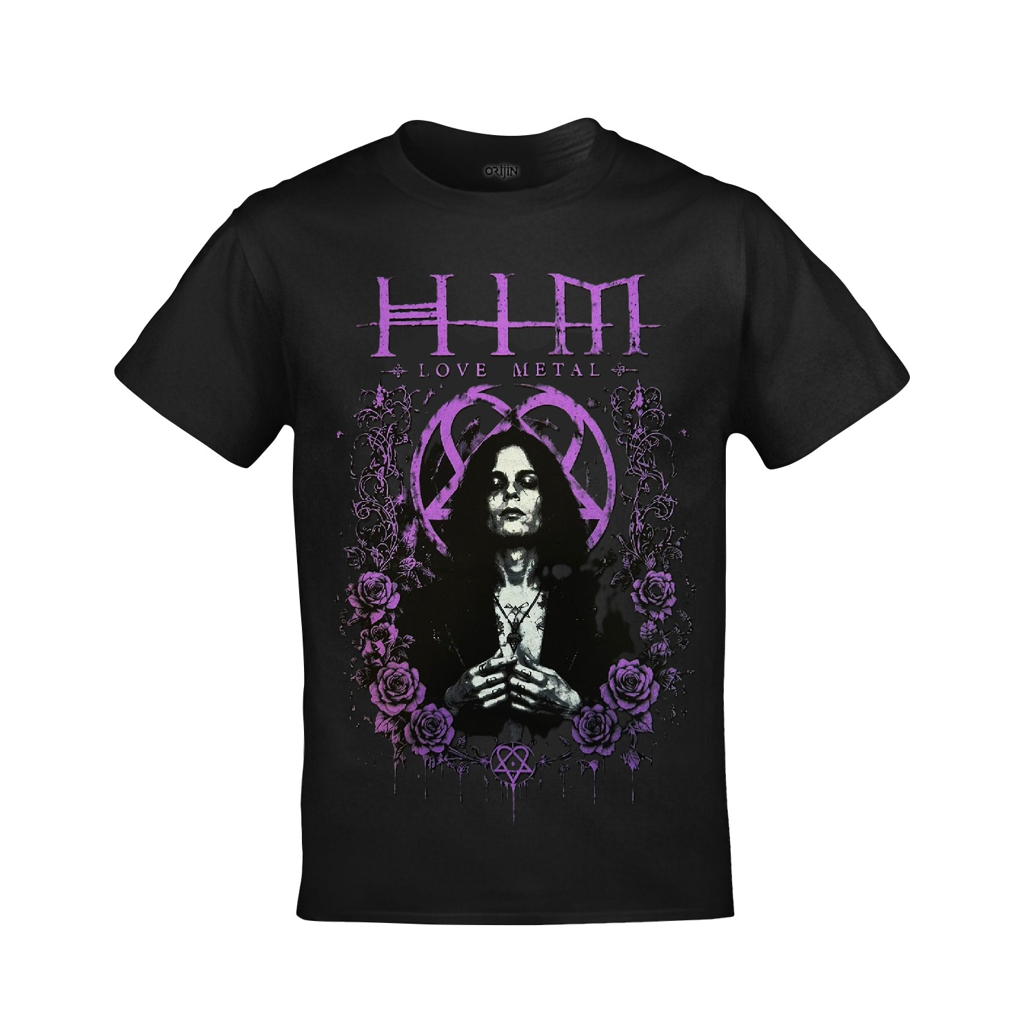 HIM Love Metal Ville Valo Ön Arka Baskılı Unisex Siyah Tshirt